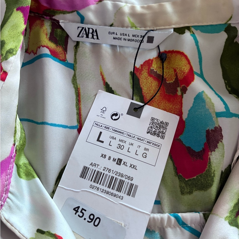 Zara Colorful Abstract Print Blouse